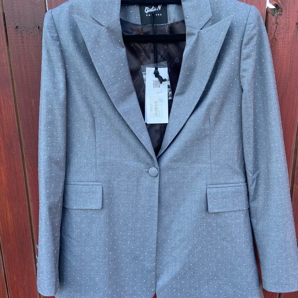Giulina N Couture - Gray Blazer with crystal rhinestones - Picture 5 of 13
